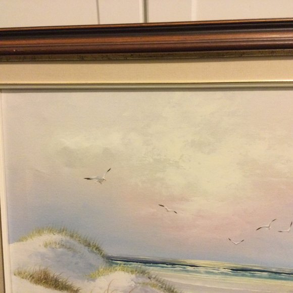 H Gibson Original art painting on canvas landscape 30" x 27" wood frame - Picture 3 of 9